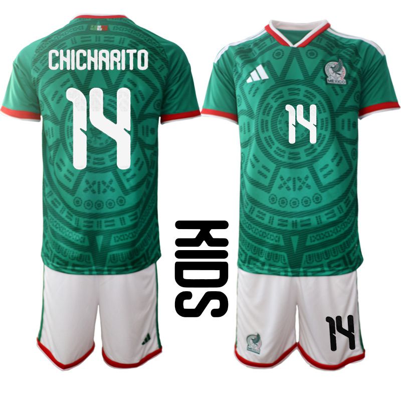 Youth 2026 World Cup National Team Mexico home green #14 Soccer Jersey